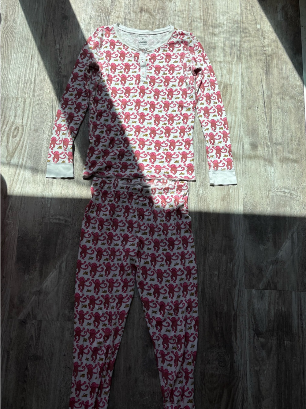 Original Pink Monkey Roller Rabbit Two-piece Pajama Set - Kids’ size 14